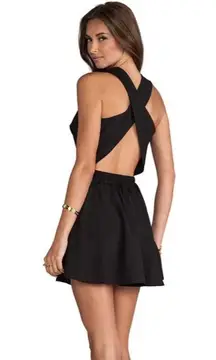 Naven Twisted Circle Skater Dress Size 0 Black Open Back Sleeveless Mini