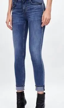 Zara  Z1975 Metallic Side Stripe Cuffed Denim Jeans