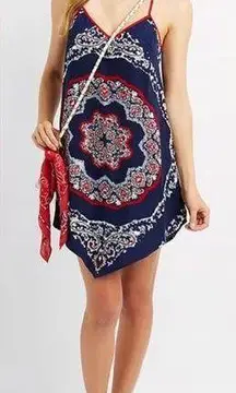 BeBop Americana Medallion Bandana Mini‎ Dress in Red, White, and Blue - L