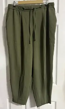 Express Olive Green Drawstring Pull On Pants Large