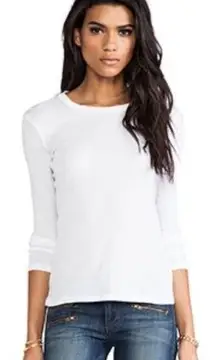 Revolve Bobi Los Angeles Women’s White Crewneck Long Sleeve‎ Tee Size Large NWT