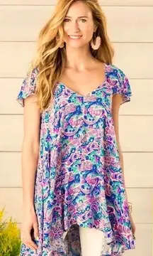 Matilda Jane Adventure Begins‎ In The Maze Trapeze Top Women's Size Small Floral