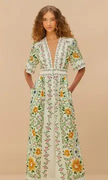 FARM Rio Off-White Folk Floral Lenzing™ Ecovero™ Euroflax™ Jumpsuit