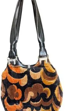 Aetna Vintage 60s Groovy Hippie Psychedelic Shag Carpet Clasp Shoulder Purse