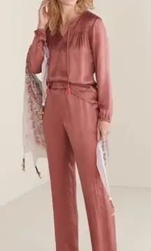 Soft Surroundings Lumi Crinkle Textured Gauze Straight Leg Pants Medium Petite