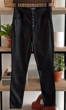 Abercrombie & Fitch High-Rise Super Skinny Ankle Waxed Black Jeans, 28 Short