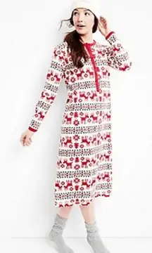 Hanna Andersson Dear Deer Henley Nightgown Long Sleeve Fair Isle Christmas M