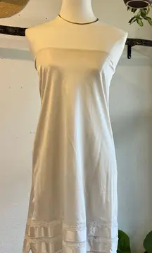 Sears USA Vintage 90s Silky Elastic Waist Lace Trim Skirt Dress Slip Size Small