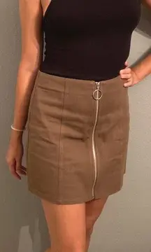 Brown Zip Up Skirt M 