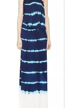 Young Fabulous and Broke Young Fabulous Broke Blue White Strapless Tie Dye Maxi‎ Flowy Dress Womens Small