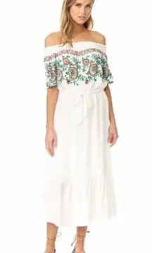 NWT Line & Dot Off Shoulder Dress Tie Waist Floral Embroidered Dress Size Medium