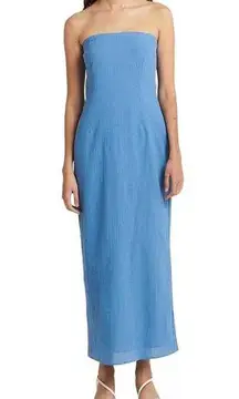 Charlie Holiday Anthropologie Sinead Midi Dress Blue Strapless Women's US 4 S