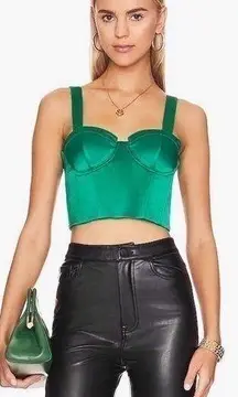 SATIN EFFECT 🍒SIZE SMALL 🍒EMERALD GREEN BUSTIER CROPPED CORSET