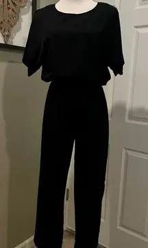 Banana Republic Black Jumpsuit Open Back Peek-Boo Shoulders Size 4 Holiday Party