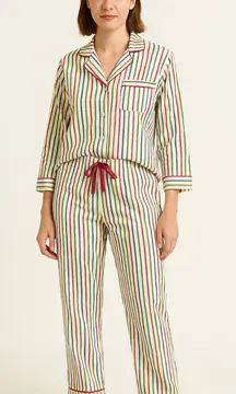 Lands End Striped Flannel Pajama Set 100% Cotton Multicolor Size 2X