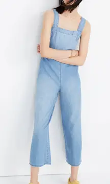 Madewell Denim Apron Bow-Back Lightweight Cropped Jumpsuit Size‎ 0
