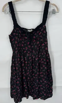 Aeropostale Milkmaid Peasant Sweetheart Ditsy Retro Dress Women S Black Prairie