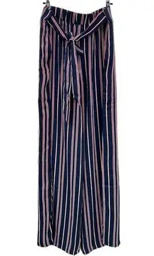 Suzanne Betro Weekend Blue Red White Stripe Tie Belt Pants 1X New NWT Flowy Wide