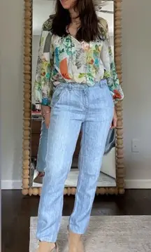 Poetry 100% Linen Blue Jeans Chambray Pants Capsole NEW Womens UK 12 US 8