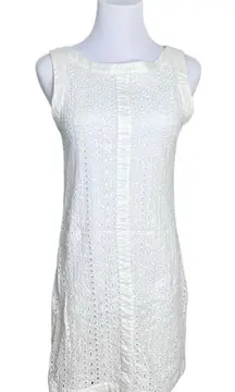 Francesca's Sleeveless Eyelet‎ Lace White Lined  Sheath Dress SMALL Vanilla Girl