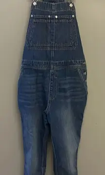 GAP Blue Faded Adjustable Razorback Overalls Pockets and Side Buttons- Medium