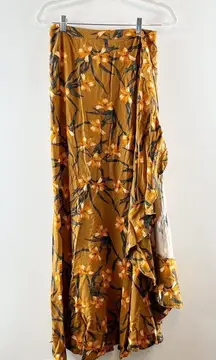 L*Space Desiree High Waisted Ruffle Side Slit Wrap Maxi Skirt Love Song Floral L