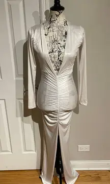 y2k Draped V deep plunge long sleeve Duster Oversized Top