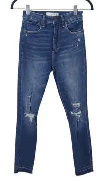 Abercrombie & Fitch Women's Distressed High-Rise Skinny Ankle Jeans Size 0