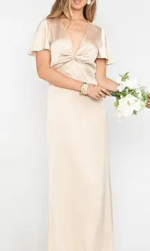 Show Me Your MuMu Size‎ Large Rome Twist Gown Champagne Luxe Satin Maxi Sleeve