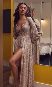 Free People Intimately Kadence Dusty Floral Open Front Kimono Maxi Duster Robe