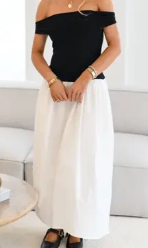 Off Shoulder Dress in classic white and black