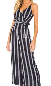 Rails Serena NWT Blue/White Striped Open Back Jumpsuit Cropped Wide Leg Large