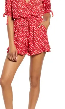 One Clothing Red White Floral Romper - size large