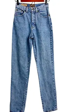 Express EXP No 4 Vintage Acid Wash USA Tapered High Waist Mom Jeans Size 3