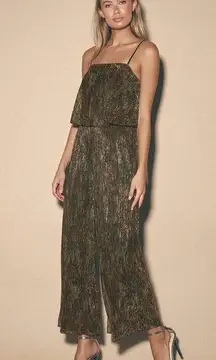 Lulus | Call to Attention Multi Metallic Camo Print Culotte Jumpsuit, size M