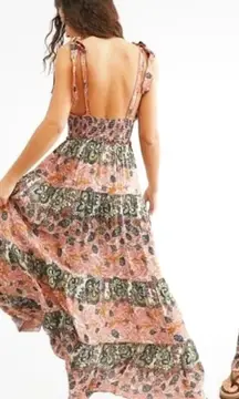 Intimately Free People size small patchwork Multicolor Bohemian Dress maxi tie