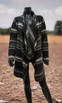 Tribal Jeans Wool Blend Open Front Cardigan‎ Jacket Pockets Gray Olive S