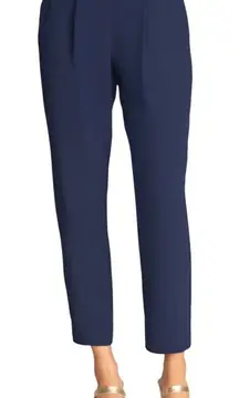 Trina Turk Pants Women Medium Navy Blue Sky Pant Pleated‎ Pull On Ankle NWT