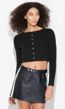 Wild Fable Cardigan Cropped Black Pearl Buttons NWT Size Medium