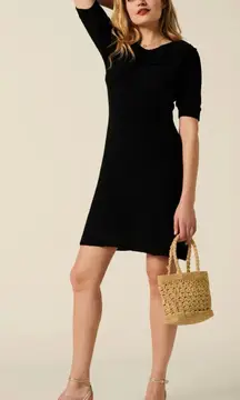 Rouje Paris Javier Sweater Mini Dress Black Size 4 Classic Minimalist Party‎