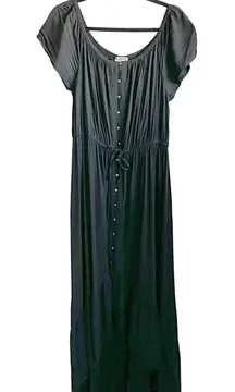 Black Puff Sleeve Ruffle Dress Coquette Romantic Cottagecore Renaissance Sz 2X