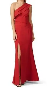 C/MEO Collective Red Fragment one shoulder gown medium