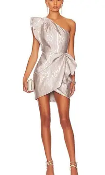Ann Woodgrain Jacquard Mini Dress, Silver Size M EXCELLENT!