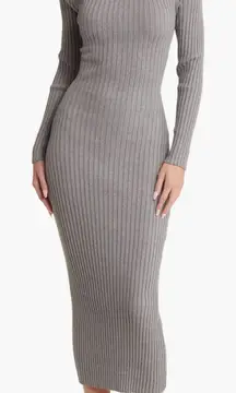 Bardot Vigo Rib Twist Back Cutout Long Sleeve Midi Sweater Dress size-M