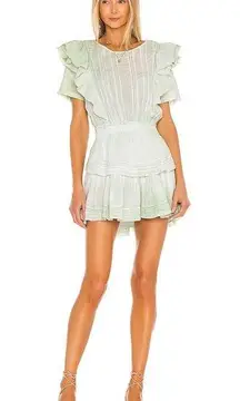 LoveShackFancy in Natasha Dress Moss Green Hand Dye