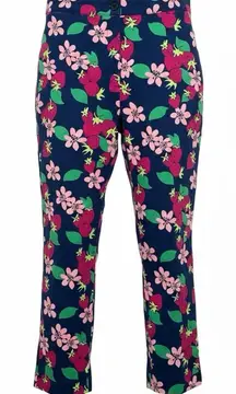 Lilly Pulitzer Vintage Navy Floral Strawberry Capri Crop Pants Size 6