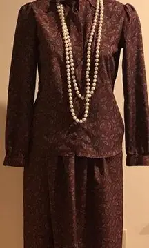 Ms. Chaus Vintage Red And Paisley Mock  skirt Suit Set With In Good Condition