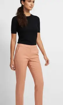 NWT Theory Treeca Pull On in Pink Melon Eco Crunch Linen Stretch Ankle Pants 6
