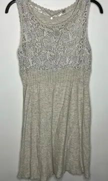 Anthropologie knitted & knotted wool Blend dress gray tan women’s size small‎
