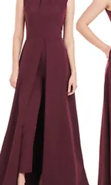 NWOT Kay Unger Zeda Crepe Dress Burgundy Pantsuit